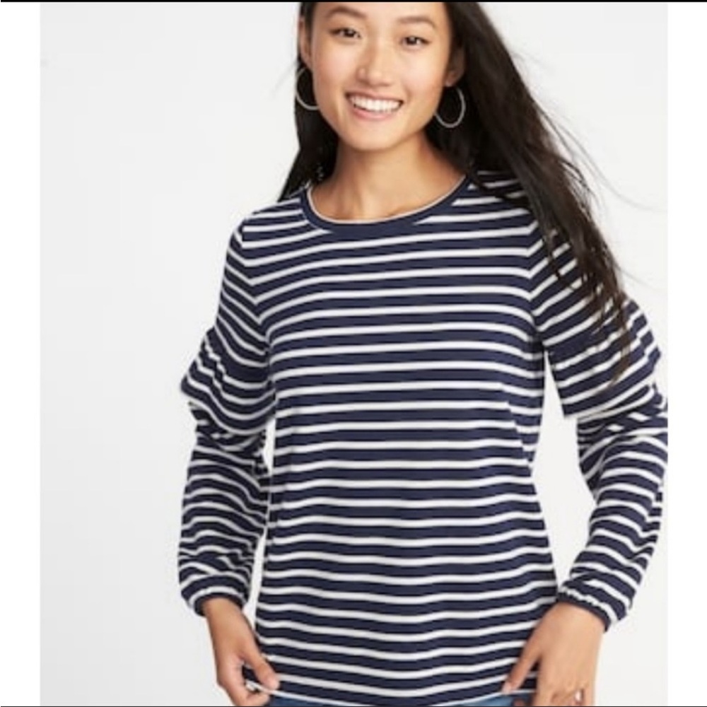 Old Navy Striped Ruffle Sleeve Sweatshirt - Size XL